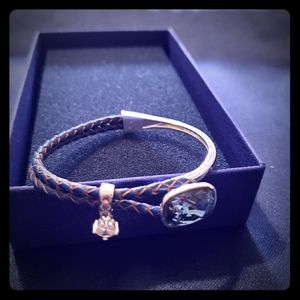 Leather and Swarovski crystal bracelet